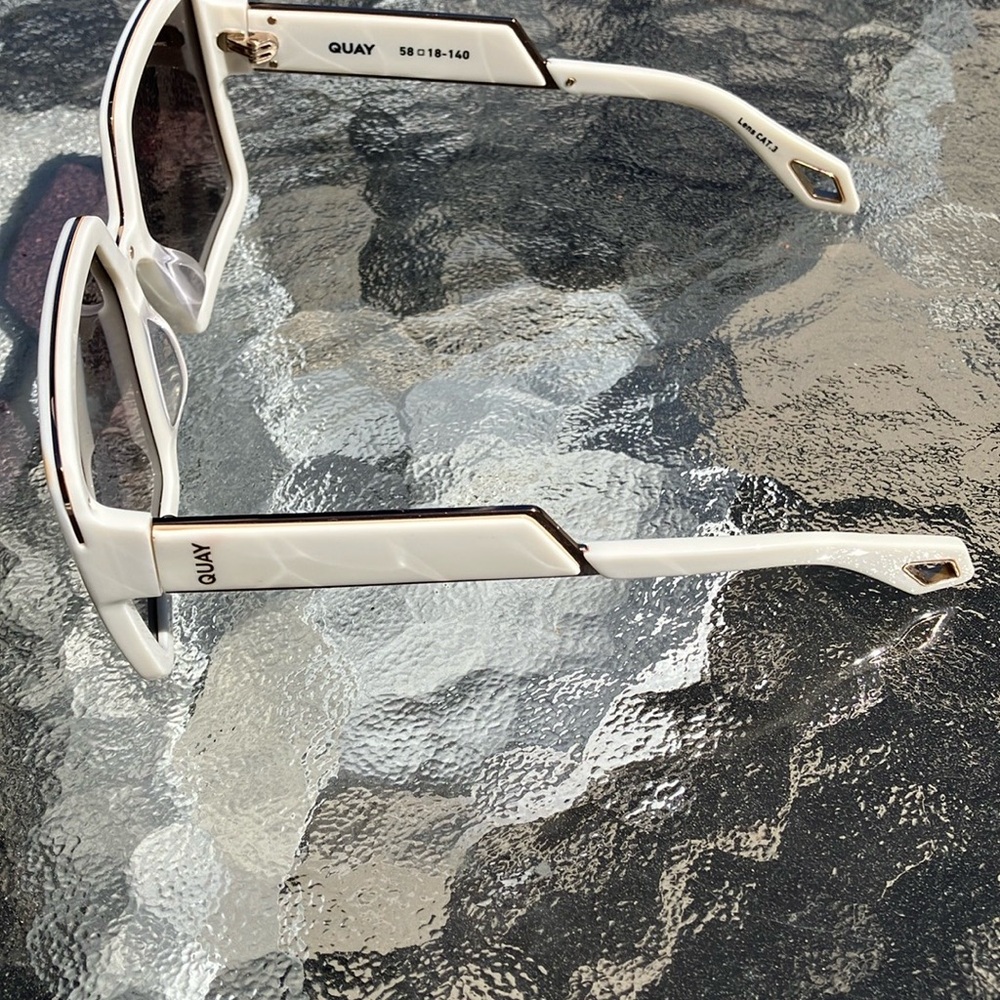 Quay Australia Oversized Square Sunglasses in Ivory frame/ Brown Gradient Lenses - Picture 10 of 10